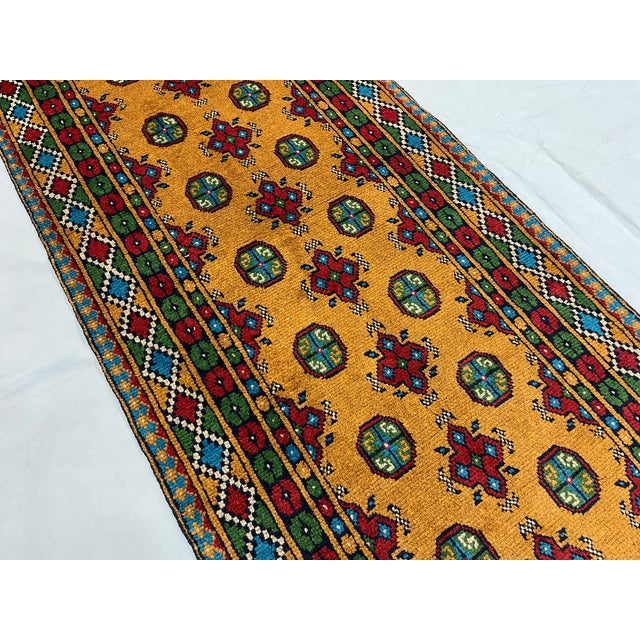 Mustard Gold Mori Gul Tribal Oriental Runner Rug, 2'10" X 9'4" For Sale - Image 6 of 16