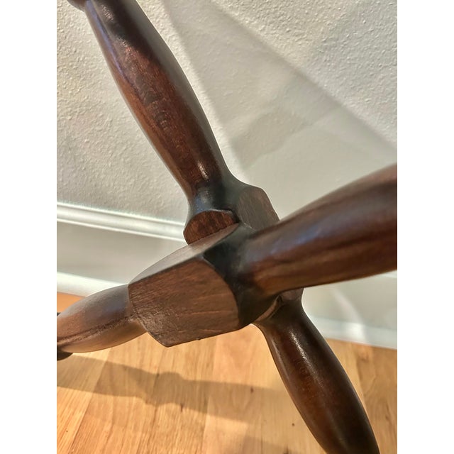 Brown Vintage French Beechwood and Tapestry Folding Luggage Rack For Sale - Image 8 of 12