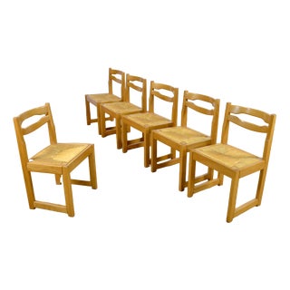 Vintage Elm Chairs from Maison Regain, 1980, Set of 6 For Sale