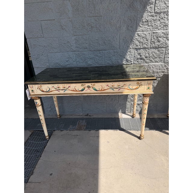 1990s Vintage Venetian-Style Crème Peinte and Polychrome Console Table For Sale - Image 5 of 5