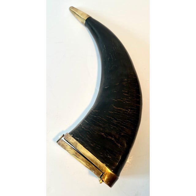 Brass Decorative Horn with Brass Closure and Brass Tip for Storage, Drinking, 420 For Sale - Image 8 of 9