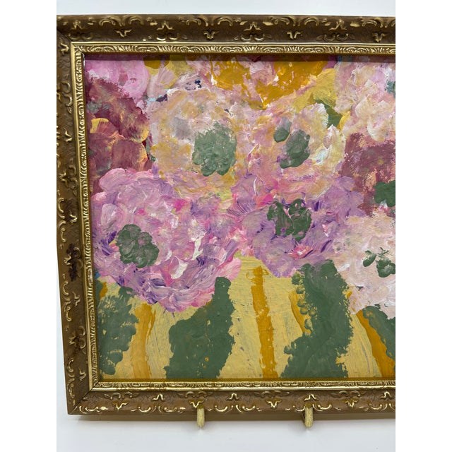 Vintage Acrylic Floral Abstract Painting Framed For Sale In New York - Image 6 of 8