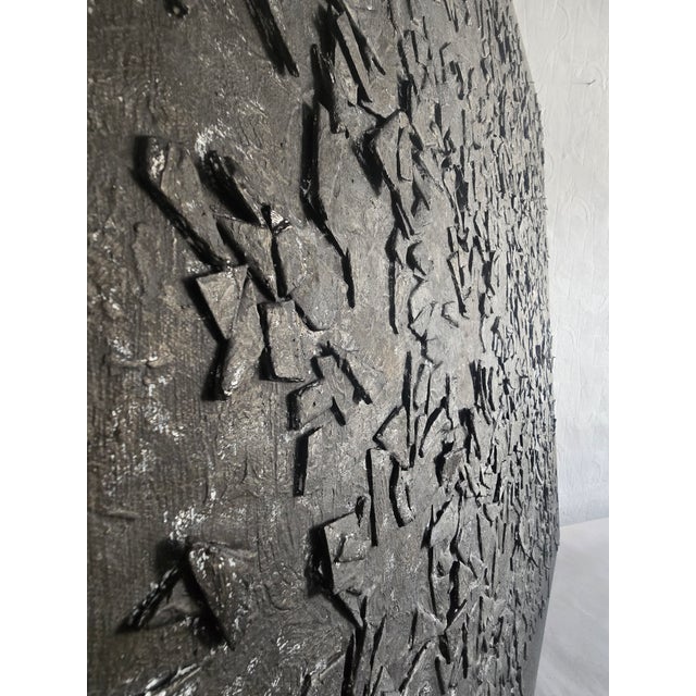 Oversized Matte Black & White Textured Abstract — Original Oil Painting by Diane Grant | Louise Nevelson For Sale - Image 11 of 18