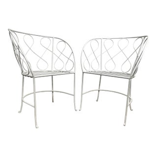 Vintage Mid Century Wrought Iron Loop Chairs- A Pair For Sale