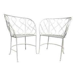 Vintage Mid Century Wrought Iron Loop Chairs- A Pair