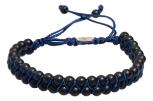 Black Onyx Stone Beaded Blue Rope Striking Bracelet