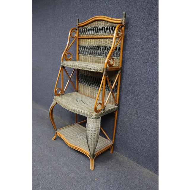 Italian Bamboo and Wicker Etagere For Sale - Image 4 of 15