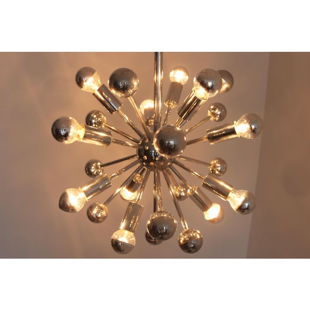 Sputnik Italian Chrome Chandelier with Twelve Lights attributed to Goffredo Reggiani, 1970 For Sale - Image 10 of 12