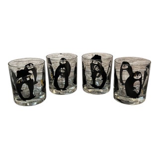 Late 20th Century Krosno Penguin Glasses, Set of 4 For Sale
