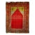 Vintage Turkish Prayer Area Rug, Hand-Knotted Wool, 4x5, Abrash Red & Yellow For Sale