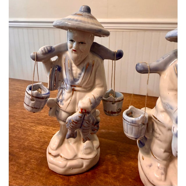 1940s Chinese Blue and White Figurines For Sale - Image 6 of 12