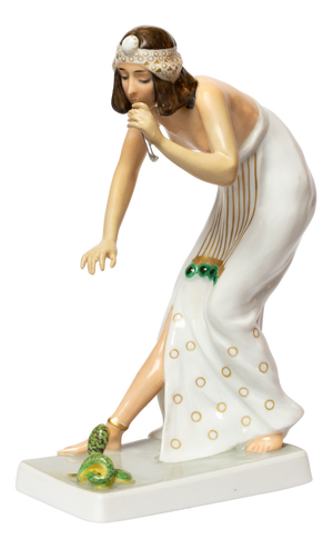 Art Deco Porcelain Charming Serpent Statue by Berthold Boess for Rosenthal, 1920s