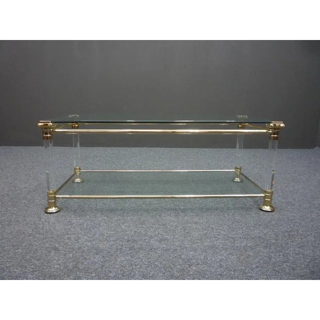 Regency Acrylic Glass and Brass Side Table, 1970s For Sale - Image 11 of 11