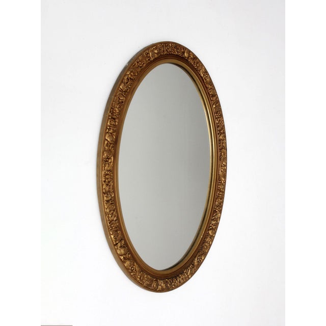Mid 20th Century Mid-Century Oval Gilt Wall Mirror For Sale - Image 5 of 10