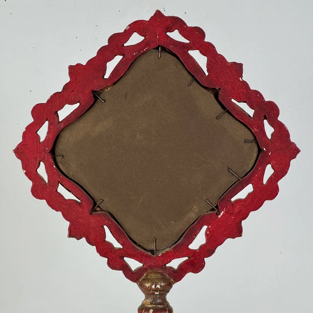 Wood Magnificent Vintage Italian Gilt Wood Vanity Mirror on Stand With Aged Glass For Sale - Image 7 of 10