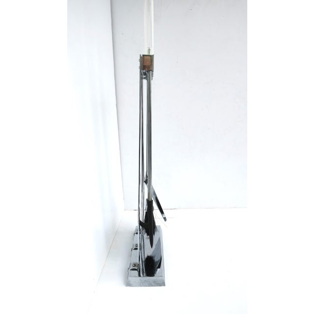 Albrizzi Style Metal Chrome and Lucite Fireplace Tools, Set, Late 20th Century For Sale In New York - Image 6 of 10