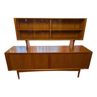 1960s Danish Credenza With Display Hutch Top For Sale