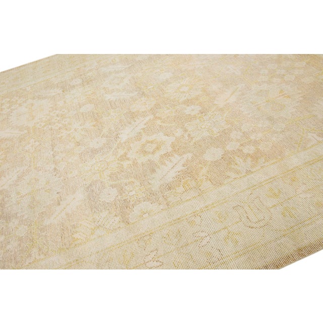 2020s Turkish Antique Style Oushak Wool Rug Beige Handmade With Allover Motif For Sale In New York - Image 6 of 7