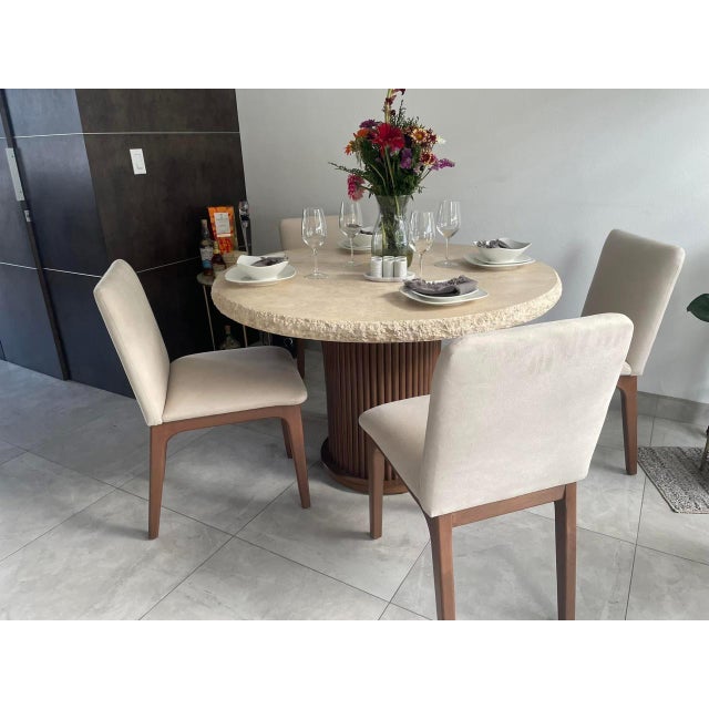 Round Live Edge Travertine Top For Sale - Image 4 of 5