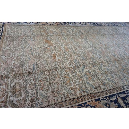 1880s Beige Traditional Floral Antique Knotted Wool Persian Malayer Gallery Rug For Sale In New York - Image 6 of 9