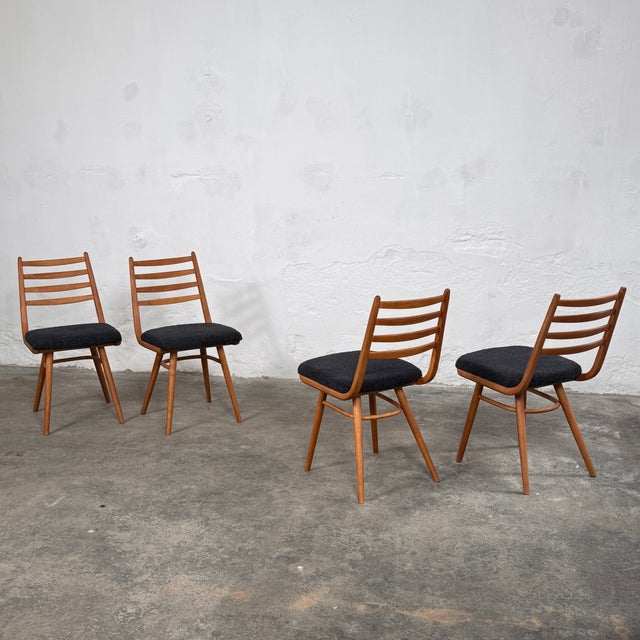Black Dining Chairs by Jiří Jiroutek for Jitona, 1960s, Set of 4 For Sale - Image 8 of 9