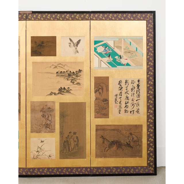 Pair Japanese Edo Six Panel Harimaze Decoupage Screens For Sale - Image 12 of 18