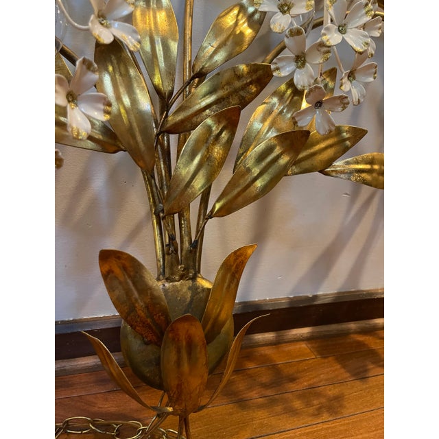 Mid 20th Century Hans Kögl Gilt Metal Floral Lighted Wall Sconce For Sale In Louisville - Image 6 of 12