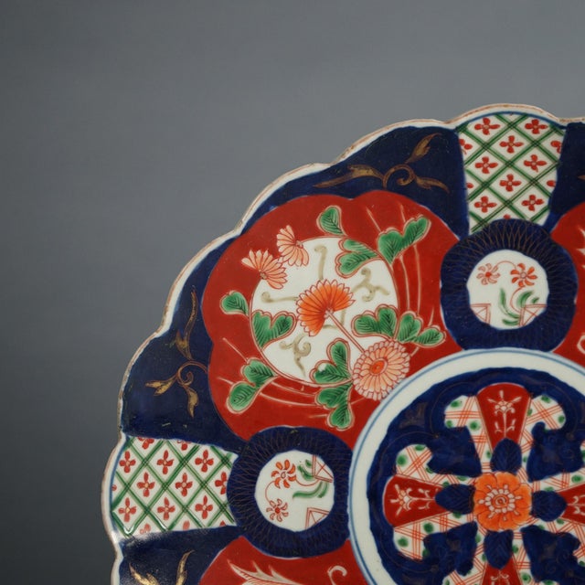 Antique Japanese Imari Charger with Garden Flowers, Circa 1920 For Sale - Image 4 of 6