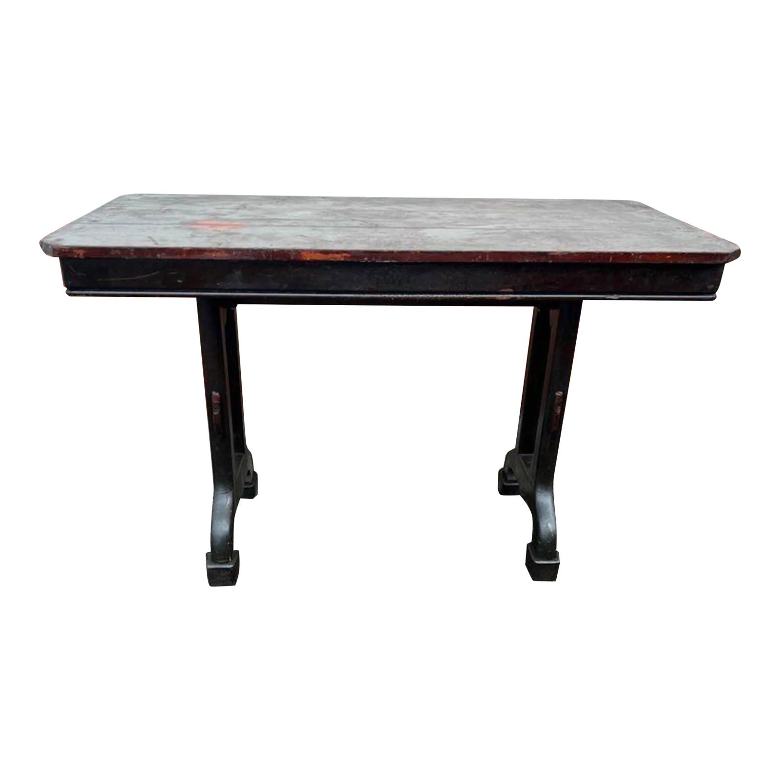 Antique English Refectory Style Mahogany Console Table. | Chairish