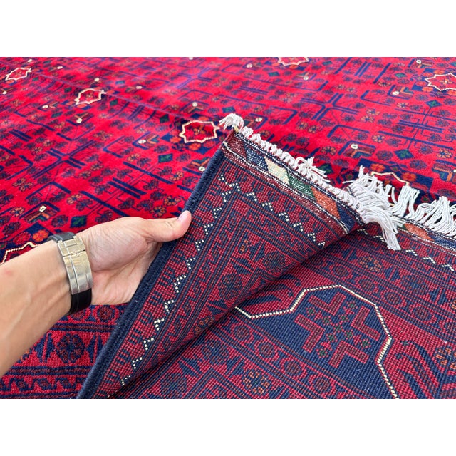 High Quality Afghan Khal Muhammadi Tribal Hand-Knotted Wool Rug - 6'6" X 9'10" For Sale - Image 11 of 11