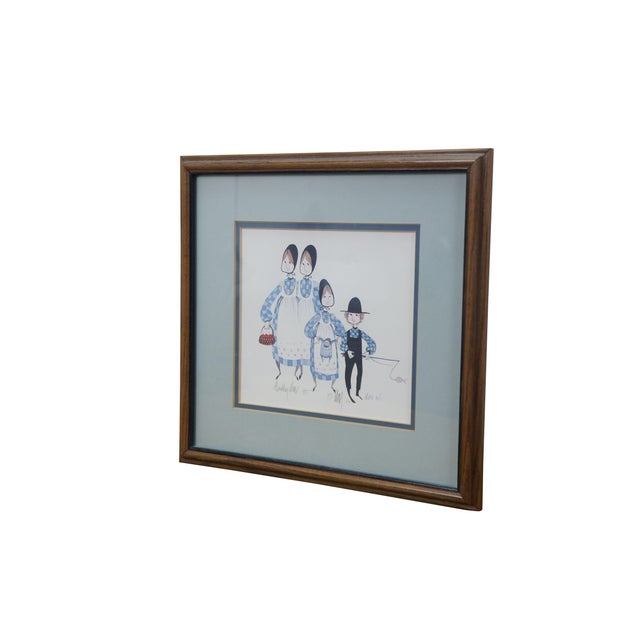 Traditional P. Buckley Moss 1982 My Sisters Amish Family Children Print 13" For Sale - Image 3 of 11
