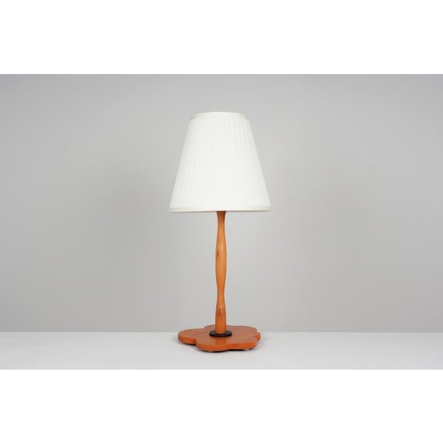 Wood Large Vintage Table Lamp in Fabric and Wood, 1980s For Sale - Image 7 of 7