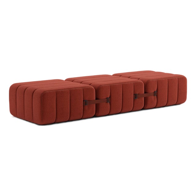 Curt Modular Set - Flexible Bench - Dama - 0058 (Red) by Ambivalenz, Set of 3 For Sale