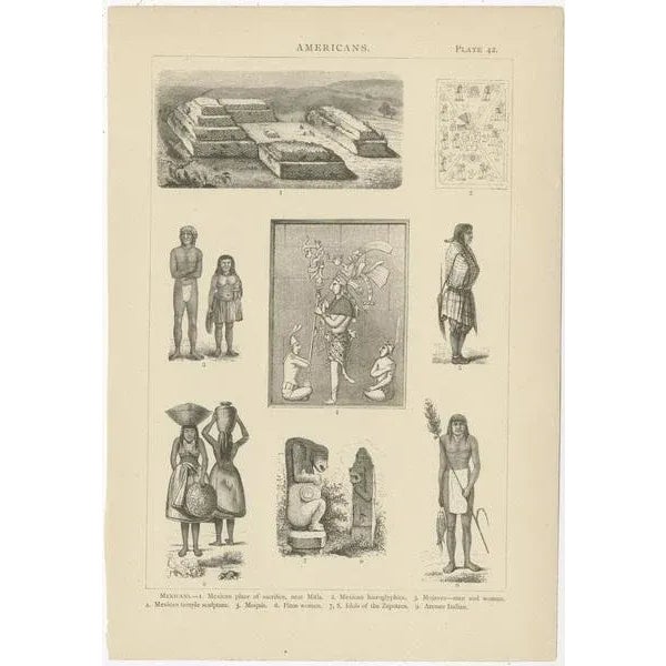 Johann Heck and Daniel Brinton, Illustrations of Various Scenes, Figures and Objects of Mexico, 1886, Prints, Set of 4 For Sale - Image 3 of 6