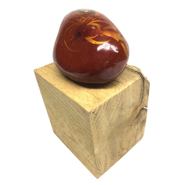 Brick Red Vintage Artisan Hand Painted Fish Over Stone Paperweight For Sale - Image 8 of 10