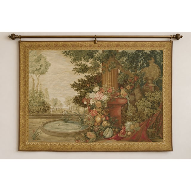 Traditional Vintage Woven Floral Scene Tapestry - 7.9 X 5.9 For Sale - Image 3 of 6