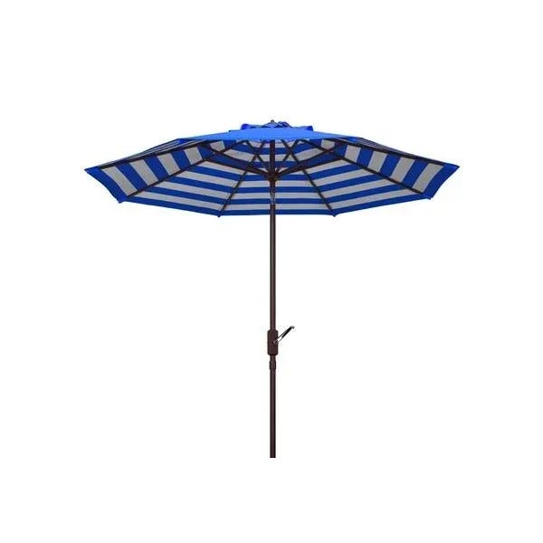 Not Yet Made - Made To Order Athens Inside Out Striped 9ft Crank Outdoor Auto Tilt Umbrella - Pacific Blue For Sale - Image 5 of 5