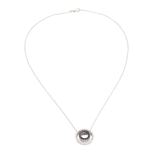 14k (585) White Gold Natural Black & White Diamond Pendant With Chain
