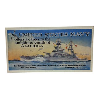 Vintage &, Original u.s. Navy Recruiting Poster, Wheeling Wv, "u.s.s. Pennsylvania", 1939 For Sale