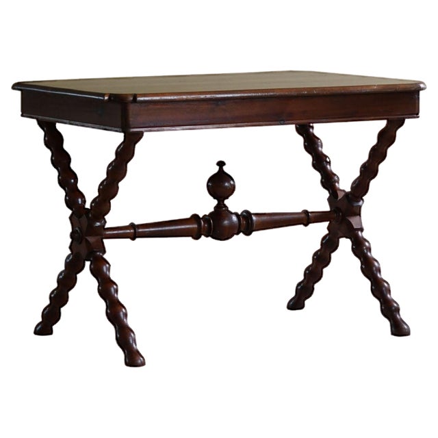 French Baroque Style Sculptural Desk in Stained Pine, 1890s For Sale