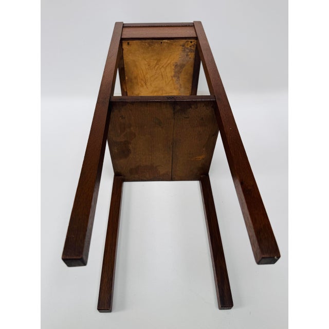 Antique Arts & Crafts Oak Fern Stand With Drawer, Mission Plant Stand, Quarter Sawn Oak For Sale - Image 12 of 13