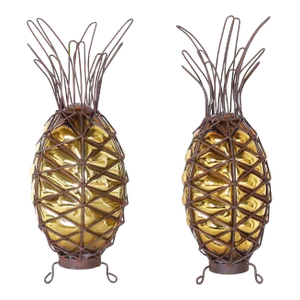Pair of Mid-Century Metal and Glass Pineapples