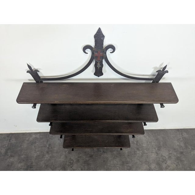 Industrial Vintage Wall Shelf in Wrought Iron For Sale - Image 3 of 7