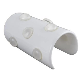 Krizia White Resin Lucite Cuff Bangle Bracelet with Cabochons For Sale
