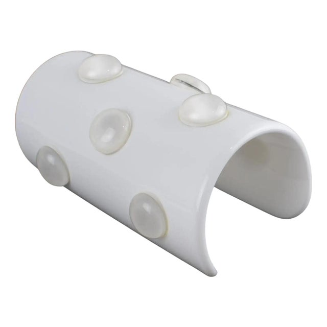 Krizia White Resin Lucite Cuff Bangle Bracelet with Cabochons For Sale