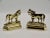 Lovely circa 1890 pair of English bright gilt brass shire horse mantle decorations. They retain their original lustrous...