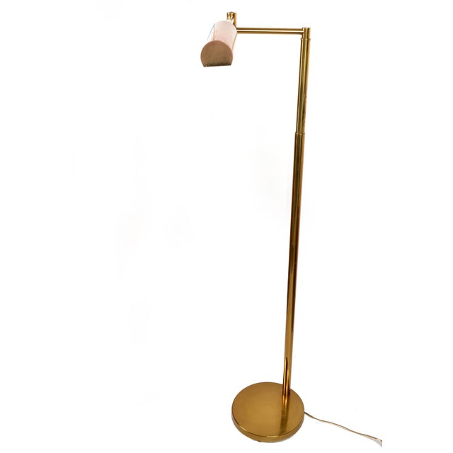 1970s 1970s Koch & Lowy Mid-Century Modern Adjustable Swing Brass Pharmacy Floor Lamp For Sale - Image 5 of 18
