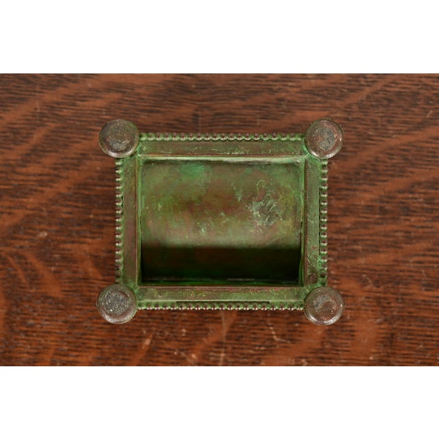Apollo Studios New York Arts & Crafts Grapevine Pattern Bronze and Slag Glass Stamp Box For Sale - Image 10 of 12