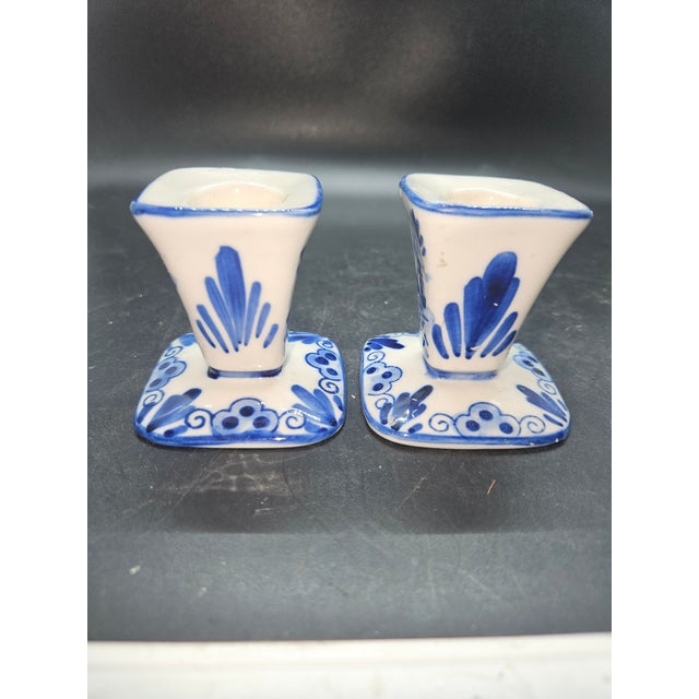 Vintage Delft Blue. DBL Candlesticks (Pair)