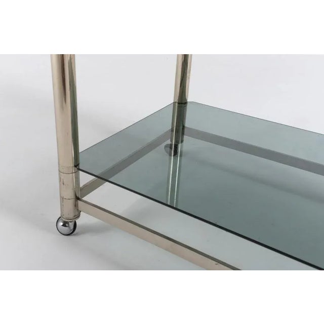 Modern Italian Chromed Steel Serving Cart Side Table, 1970s For Sale - Image 9 of 11